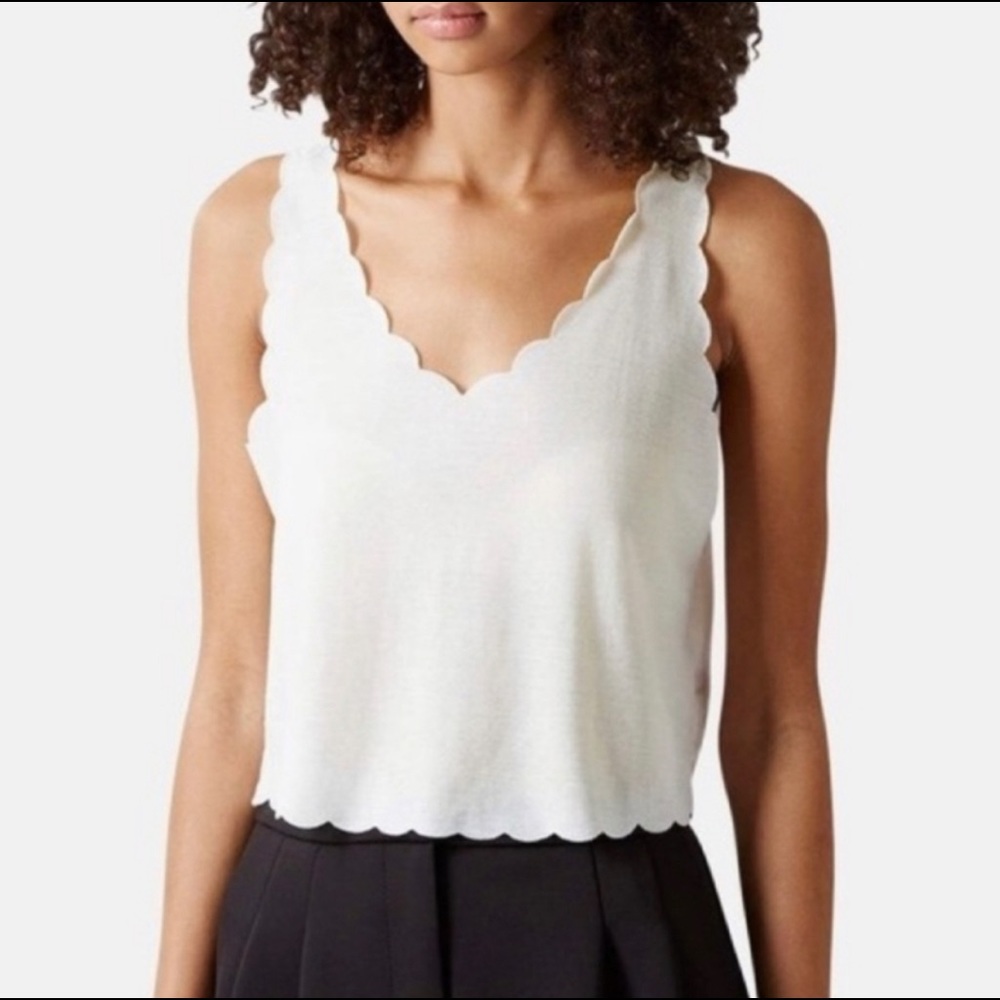 Topshop Sheer Scallop Cropped Tank